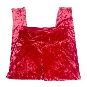 Fabletics Women's Crushed Velour Crossover Legging Strawberry Red Size 1X